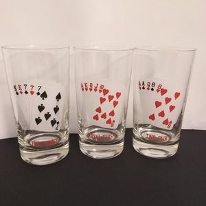 Vintage Barware - Poker Card Playing Glasses Set of 3.